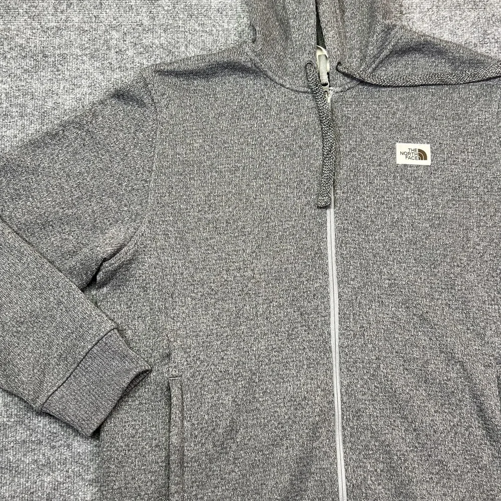 The North Face Hoodie Mens XL Gray Full Zip Fleece Knit Sweatshirt Pockets
